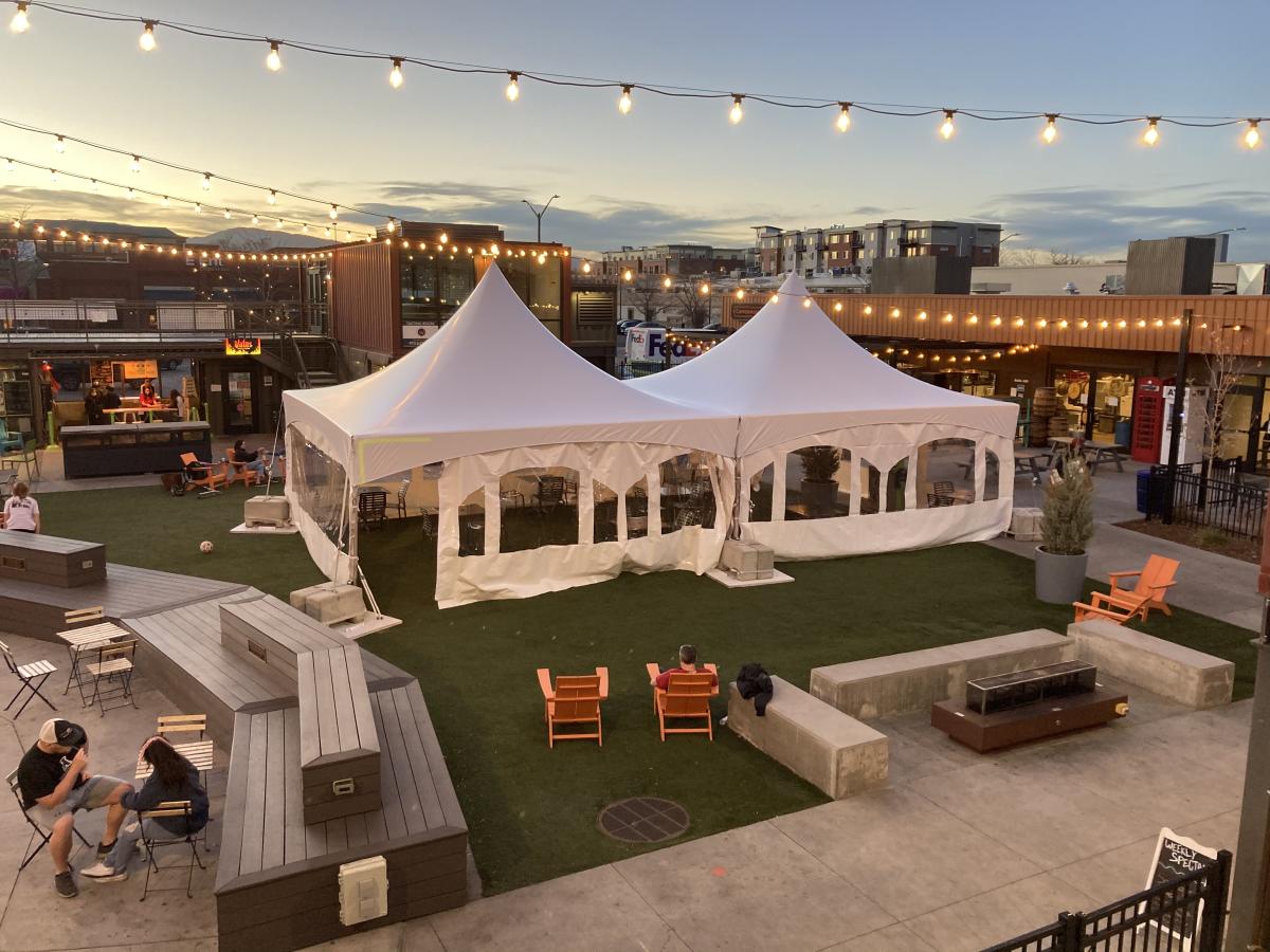 Exchange outdoor dining tent courtyard