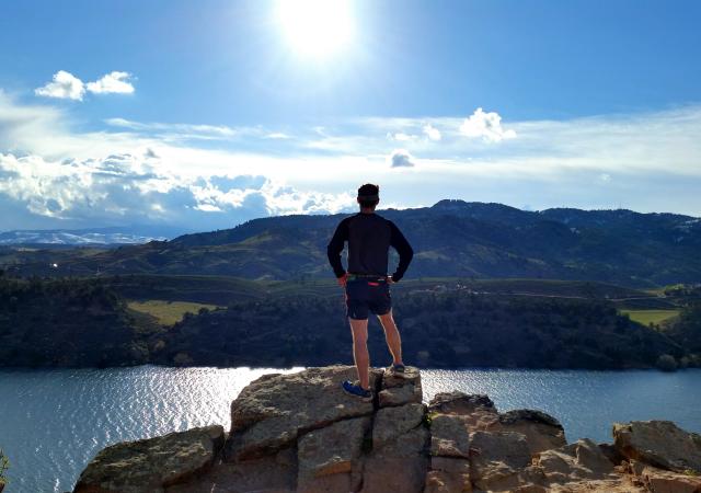 Man overlooking Horsetooth Reservior, Fort Collins