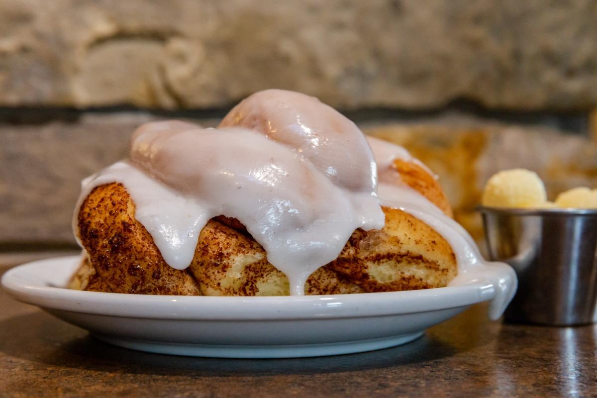 cinnamon roll with lots of frosting