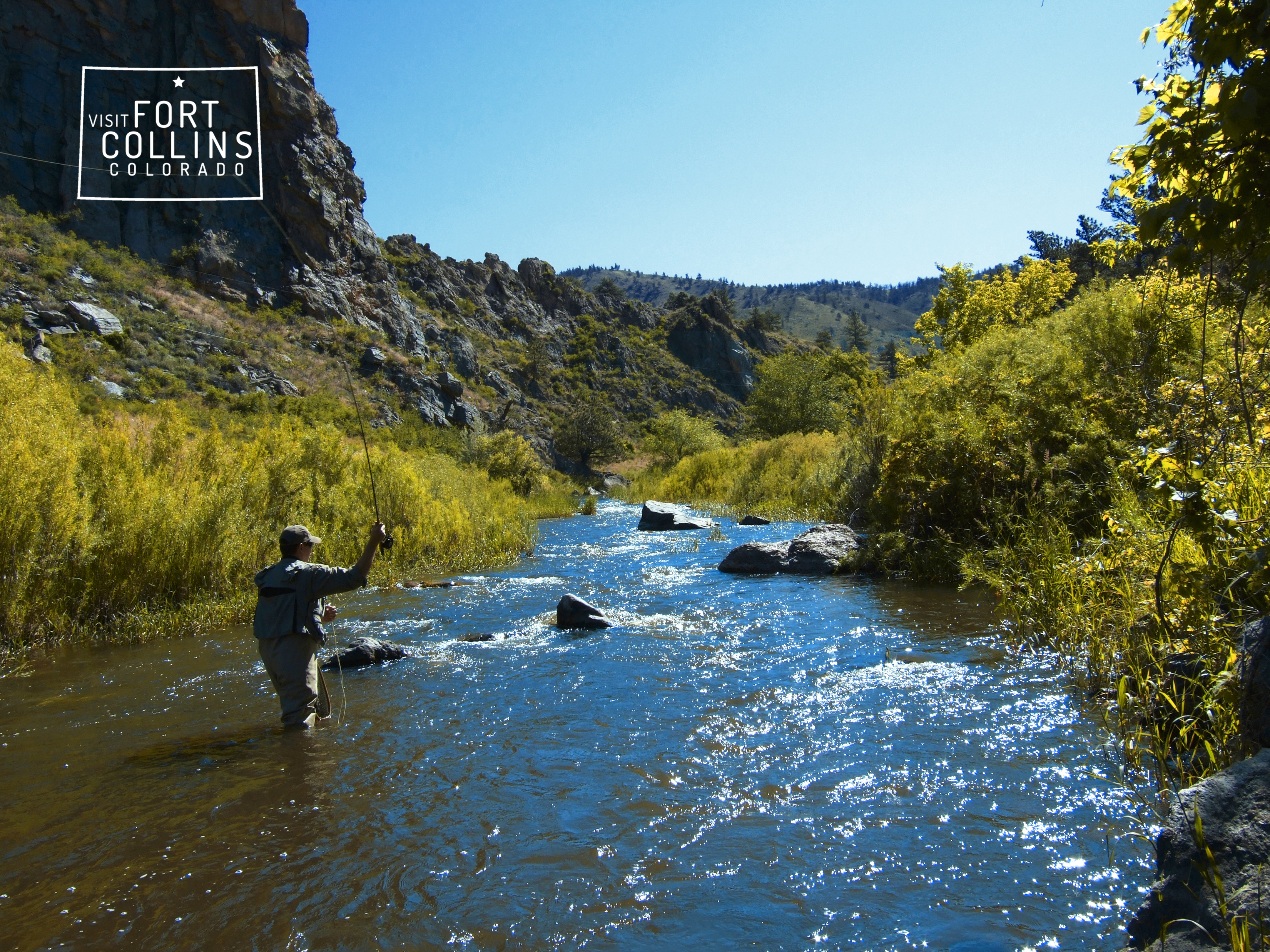 Virtual Fly Fishing Poudre white logo