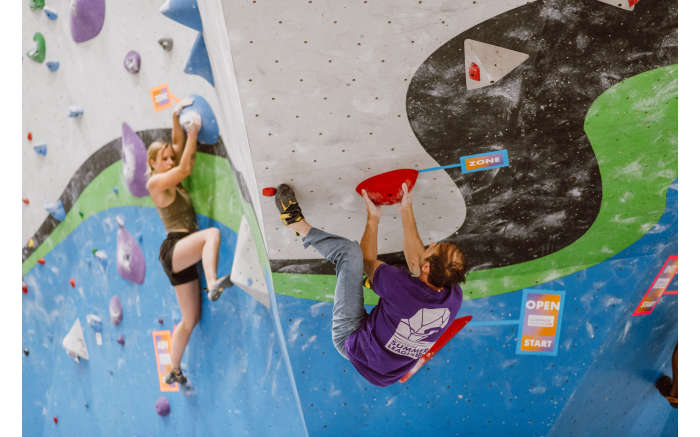 Whetstone members on the bouldering wall