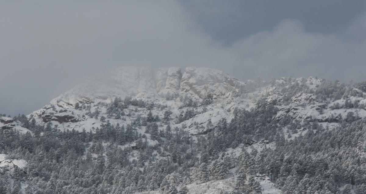 Horsetooth Rock Covered In Snow