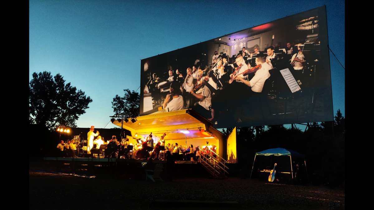 Fort Collins symphony playing at the Holiday Twin Drive inn Theater